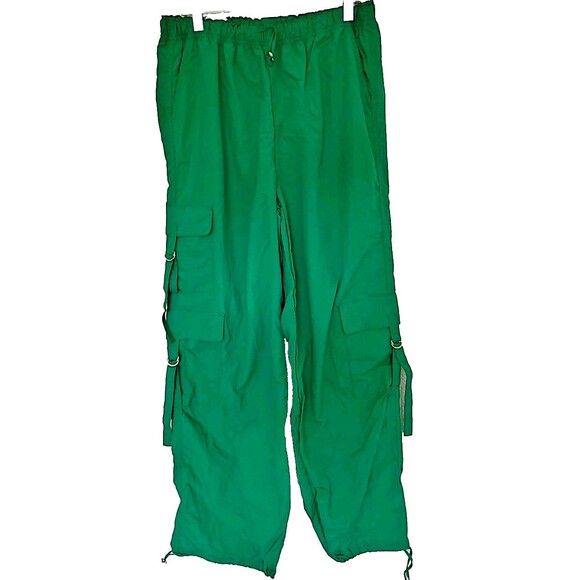 Love Tree Parachute Cargo Pants Large Green Wide Leg Baggy Loose Fit Hip Hop 90s - Picture 1 of 11